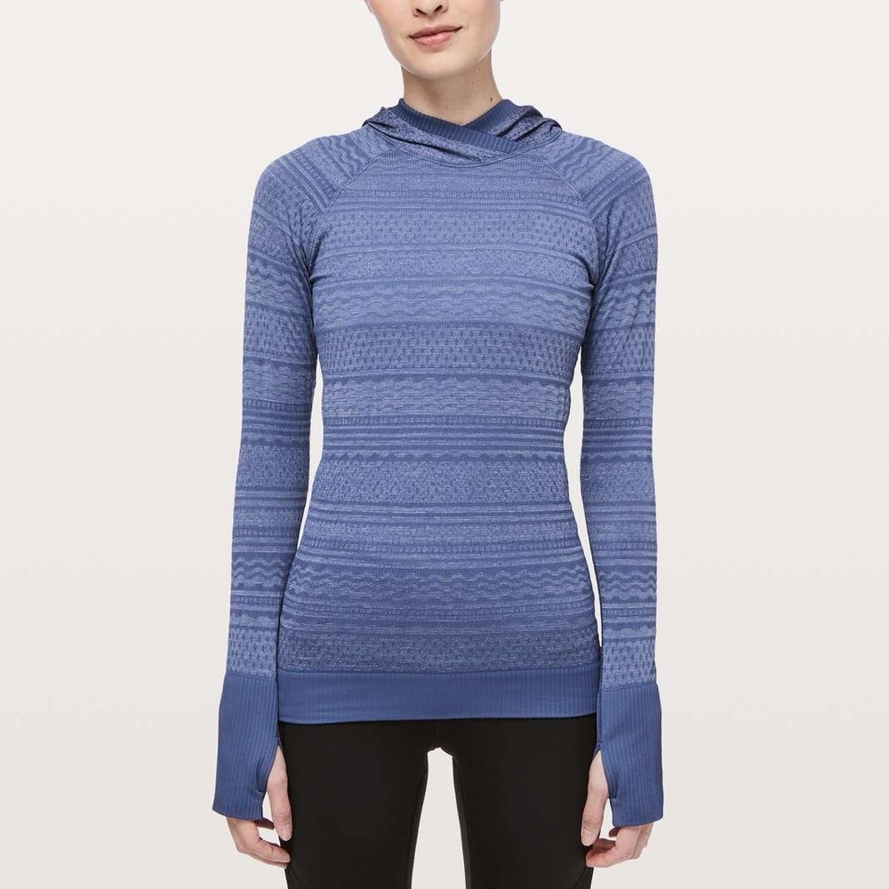 LULU LEMON Blue Patterned Long Sleeve Hoodie